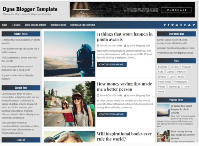 Dyna blogger template