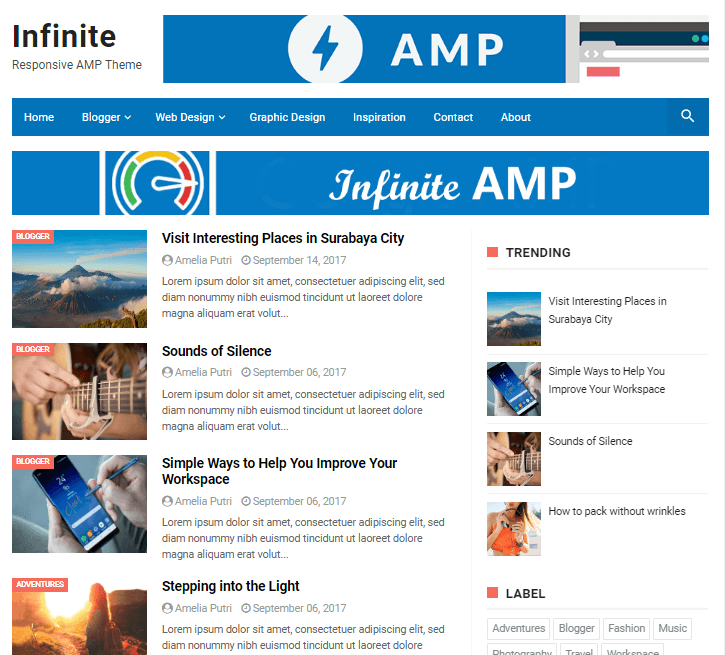 infilite amp blogger template